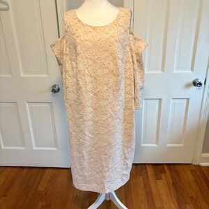 Eliza J Women 24W Cold Shoulder Lace Sheath Dress Peach Pink NEW